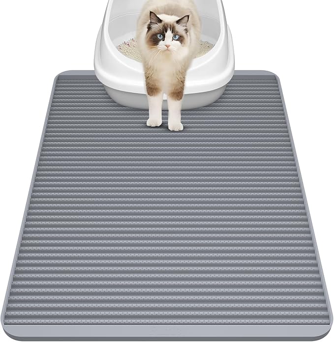 Silicone Cat Litter Mat - 31' x 23' Waterproof Large Kitty Mat, Non-Slip, Durable, Easy Clean & Washable Cat Litter Tray Mat for Scatter Control