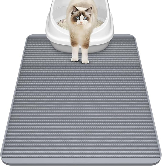 Silicone Cat Litter Mat - 31' x 23' Waterproof Large Kitty Mat, Non-Slip, Durable, Easy Clean & Washable Cat Litter Tray Mat for Scatter Control