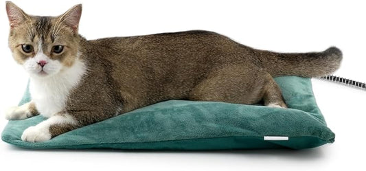 Outdoor Heated Cat Bed, Soft Pet Heating Pad with Steel-Wrapped Cord, Outside Pet Warmer for Feral Cats and Dogs, 19.7" x 15.7", 40 Watts