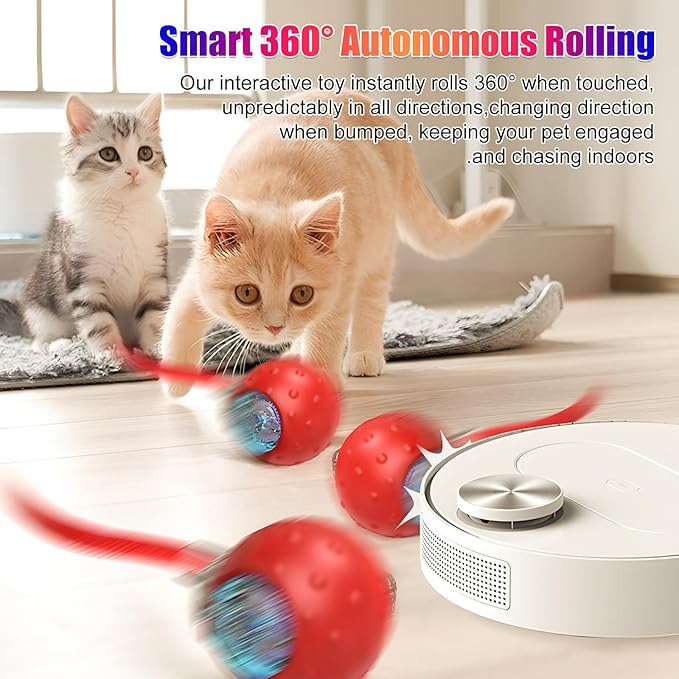 Tiny Fetch Dog Toy, Tinyfetch Interactive Dog Cat Toys Balls with Birdsong, 360° Smart Automatic Rolling Dog Ball Toy with Rope for Pets Indoor & Outdoor Play (Blue)