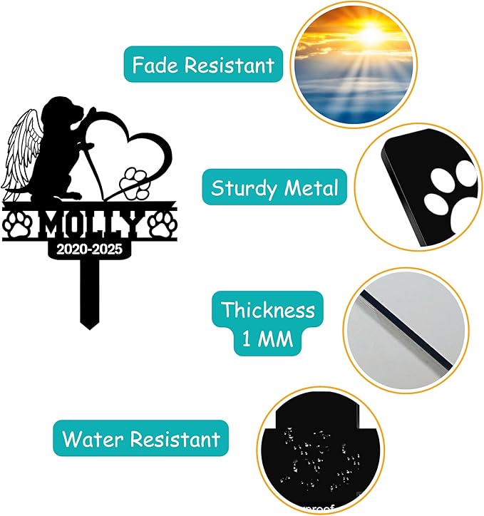 Custom Dog Grave Markers Outdoor | Personalized Pet Graveyard for Pets Owners | Personalized Pet Grave Markers Dog Memorial Headstone | Best Memorial Gifts for Your Furry Friends Passed Away