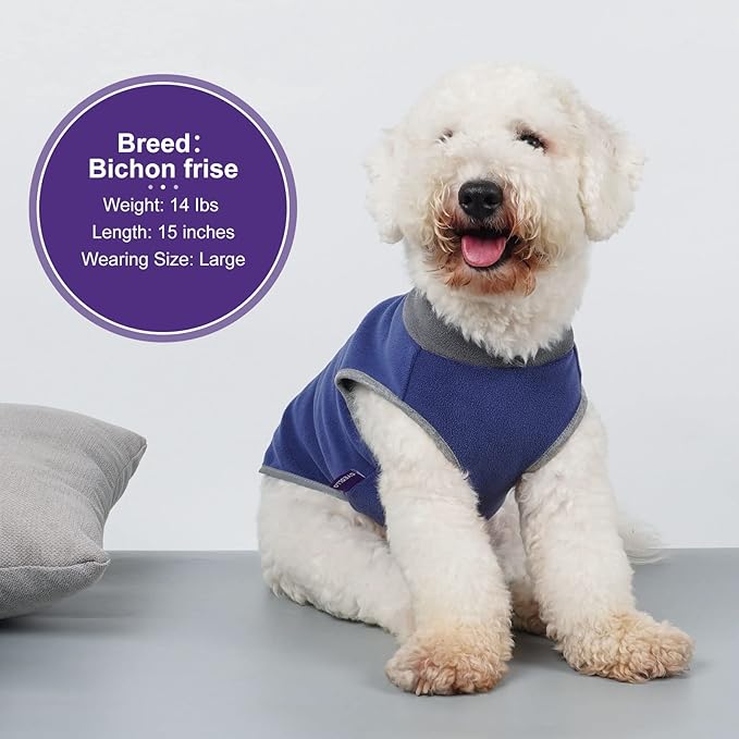 Cyeollo 2 Pack Reflective Dog Sweatshirt Pullover Fleece Vest with Leash Hole for Small Puppy Dogs Size S