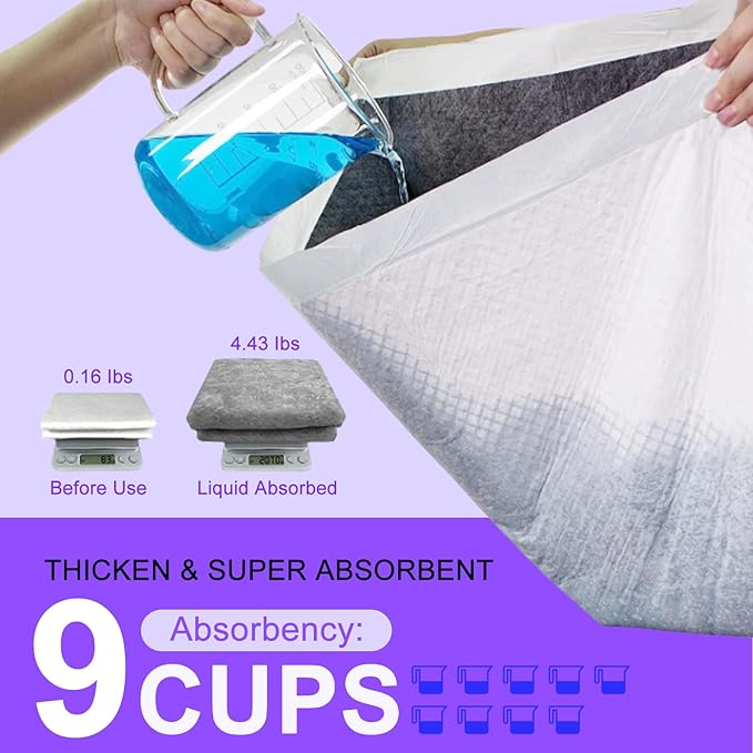 Boscute Lavender Scented Thicken 6 Layers Heavy Absorbent 30"x36" Pet Training Dog Pee Pads, Extra Large Polymer Leak-Proof Quick Dry Puppy Pee Pads, Disposable Pee Pads for Dogs Cats Rabbit 45Counts