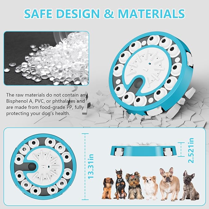 Dog Puzzle Toy, Level 3 in 1 Brain Mental Stimulation Dog Puzzles for Smart Dogs, Interactive Treat Dispenser Cognitive Enrichment Toys Puppy Puzzle Game for Mind Boredom-13.31"x13.31" Blue
