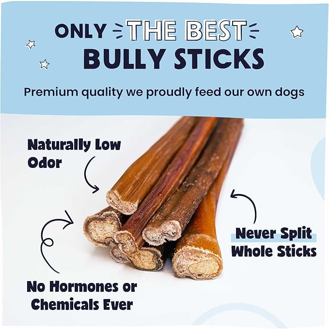 Pawstruck Natural 8–12" Bully Sticks for Dogs – Long-Lasting, Rawhide-Free, Low-Odor, Grain-Free Dental Chew Treat – Single Ingredient, 100% Real Beef – 1 lb Bag – Packaging May Vary