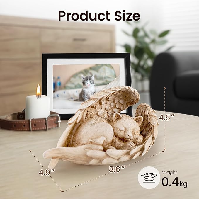 Cat Memorial Stone for Outdoor, Pet Memorial Stones for Cats with Personalized Engraving, Weather-Resistant Garden Stone for Backyard & Memorial Garden to Forever Loved Cats (Light Brown)