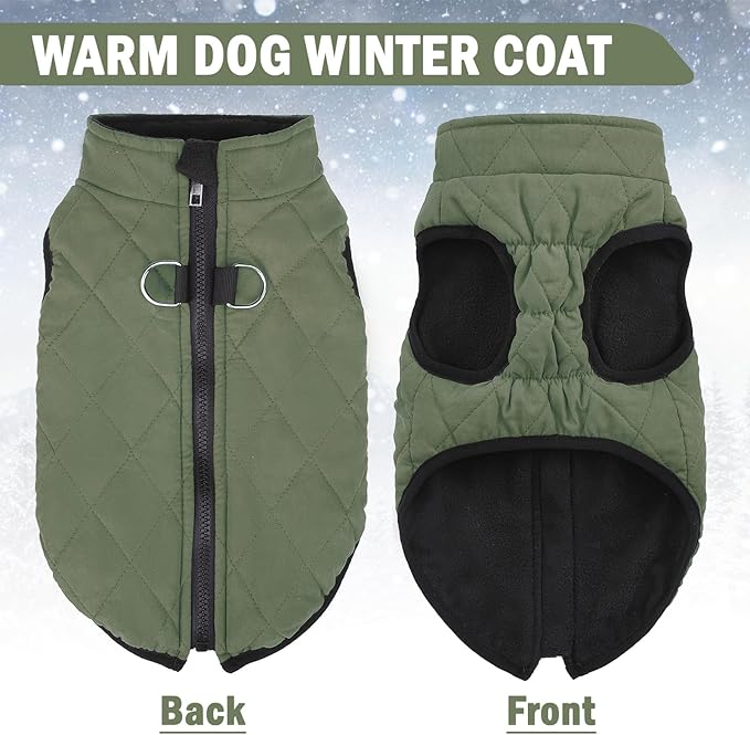 SCENEREAL Winter Dog Vest Coat with Harness Built In, Warm Puppy Jacket for Small Medium Dogs, Cold Weather Coat with Zipper, Fleece Puffer Vest Windproof Snow Clothes