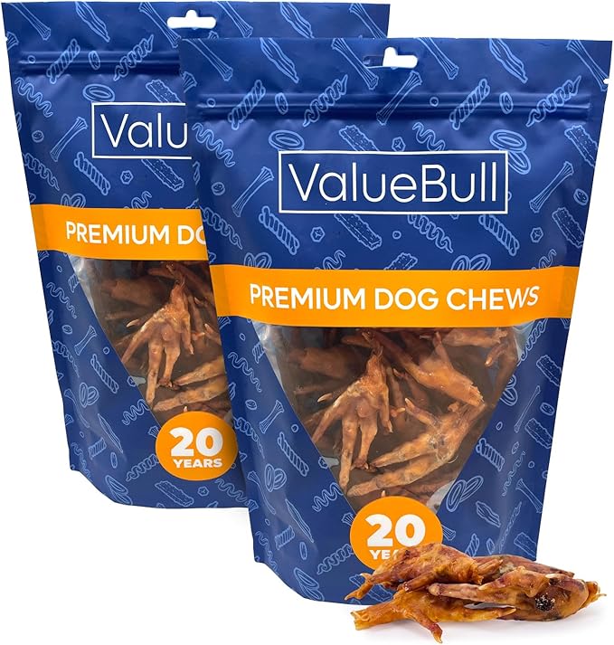 ValueBull Chicken Feet for Dogs, 50 Count - All Natural Dog Chew, Hip and Joint Chew, Single Ingredient Dog Treat