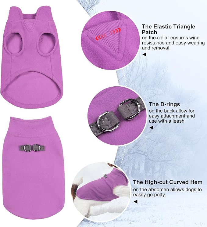 BEAUTYZOO Dog Fleece Vest Sweater Winter Jacket for Small and Medium Dogs with D-Ring Leash Cold Weather Coat Hoodie for XS S M Dogs Boy or Girls