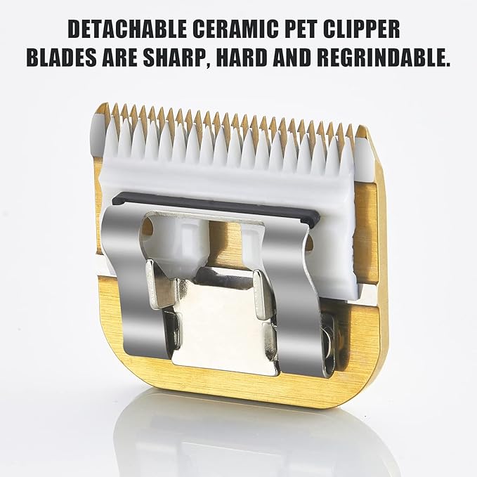 2 Packs #40 Clipper Blade Dog Grooming Compatible with Andis Clippers Carbon Infused Steel Detachable Ceramic Sharp Edge Also Compatible with Wahl/Oster Dog Clippers 1/100" 0.25mm Cut Length(Gold)