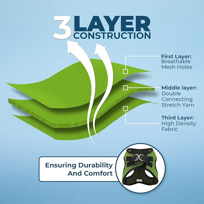 Voyager Step-in Air All Weather Mesh Harness and Reflective Dog 5 ft Leash Combo with Neoprene Handle, for Small, Medium and Large Breed Puppies by Best Pet Supplies - Lime Green (2-Tone), XL