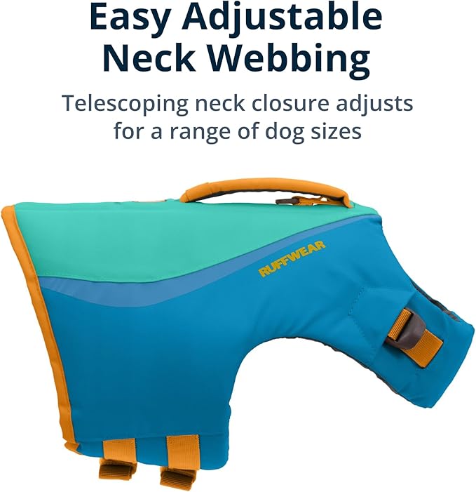 Ruffwear, Float Coat Dog Life Jacket, Premium Buoyancy Swim Vest with Lift Handle, Secure Fit & Reflective Trim, Adjustable Flotation for Swimming, Boating, & Outdoor Adventures, Blue Dusk, XX-Small