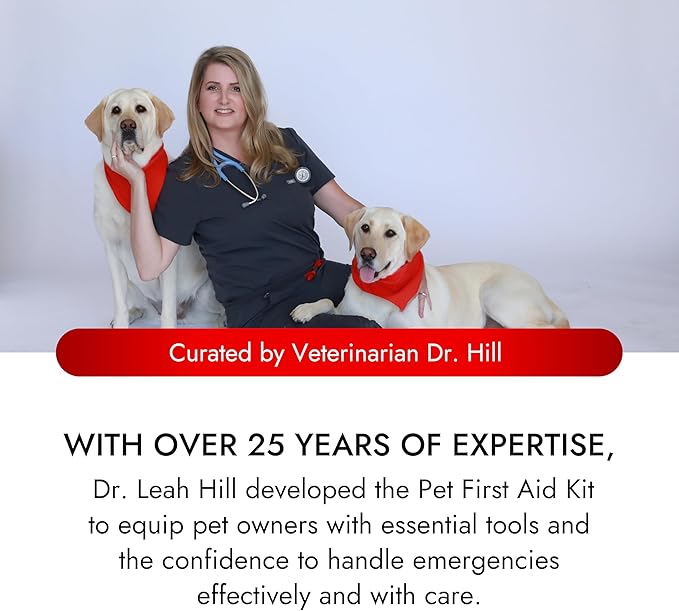 Cat & Dog First Aid Kit - Dog Emergency Kit, Dog Health Supplies & Dog Wound Care -with Dog Thermometer, Dog Bandages for Wounds - Dog Essentials, Dog Travel Bag (Medium)