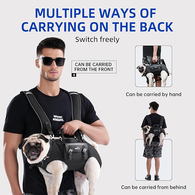 Dog Backpack Carrier for Dogs,Dog Lift Harness,Adjustable Padded Breathable Straps for Dogs, Disabled, Joint Injuries, Arthritis,XL