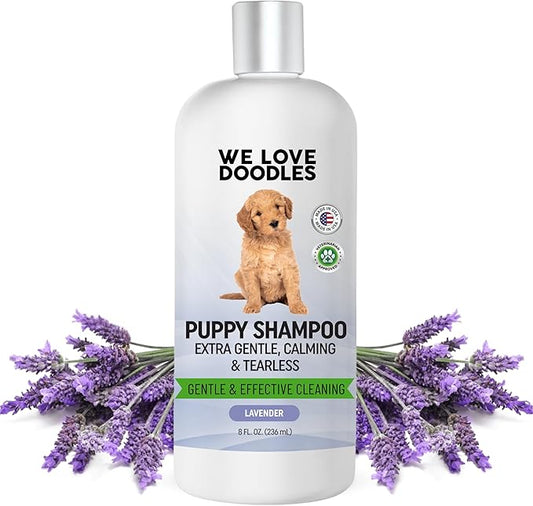 Puppy Shampoo & Conditioner | Made in USA | Tear Free | Best Shampoo for Puppies | Sensitive & Itchy Skin Wash | Oatmeal Bathing | Tearless, Lavender, 8oz [We Love Doodles]
