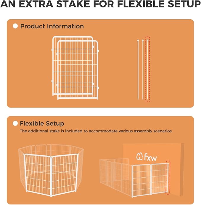 FXW Homeplus Unleashed Indoor Dog Playpen - Stress-Free and Safe Play, Heavy Duty 40 Inch 2 Panels Dog Pen for Medium and Large Dogs, White│Patented