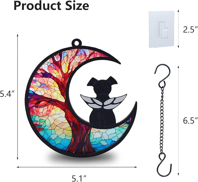 Original CCiaga DIY Dog Angel Memorial Suncatcher with Sympathy Card,Memorial Gifts for Loss of Dog Sympathy Gift,Pet Memorial Gifts for Dogs(3-Life Tree)