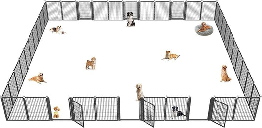 Dog Playpen with Low Threshold Gate, 40 inch 42 Panels Dog Fence, Heavy Duty Metal Exercise Large Dog Pen, Rust-Resistant Outdoor Pet Fence for Yard RV Camping