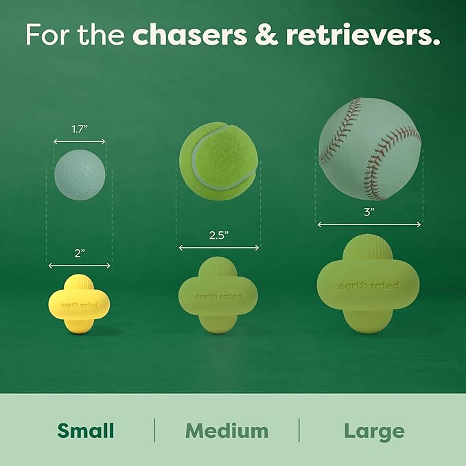 Earth Rated Dog Ball, Interactive Fetch Toy for All Breeds, Comes in Multiple Sizes, Made with Natural Rubber, Perfect for Indoor and Outdoor Use, Small, Yellow