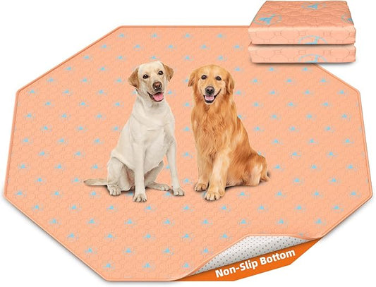 PJYuCien Washable Pee Pads for Dogs 2 Pack, 89" x 33" Octagonal Reusable Pee Pads for Dogs, Leak-Proof Pet Training Pads, Puppy Pads for Non-Slip, Designed for 24/30/36/42'' Width 8 Panels Pen