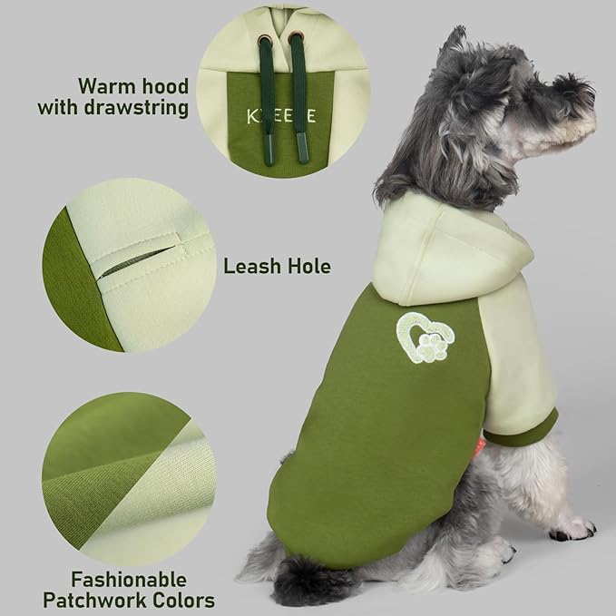 KYEESE Dog Hoodie Stretchy Pet Sweatshirt with Drawstring Cat Coat with Leash Hole Warm Pet Clothes Comfort Cat Sweater Soft Dog Clothes for Small Dogs Dogs Winter Coat for Cold Weather