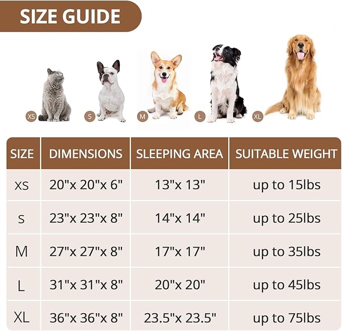 JOLLYVOGUE Calming Dog & Cat Bed for Small Dogs, Anti-Anxiety Donut Cuddler Cozy Soft Round Bed with Anti-Slip Bottom, Fluffy Faux Fur Plush Cushion Beds for Small Medium Dogs, 20"/Smoke Black