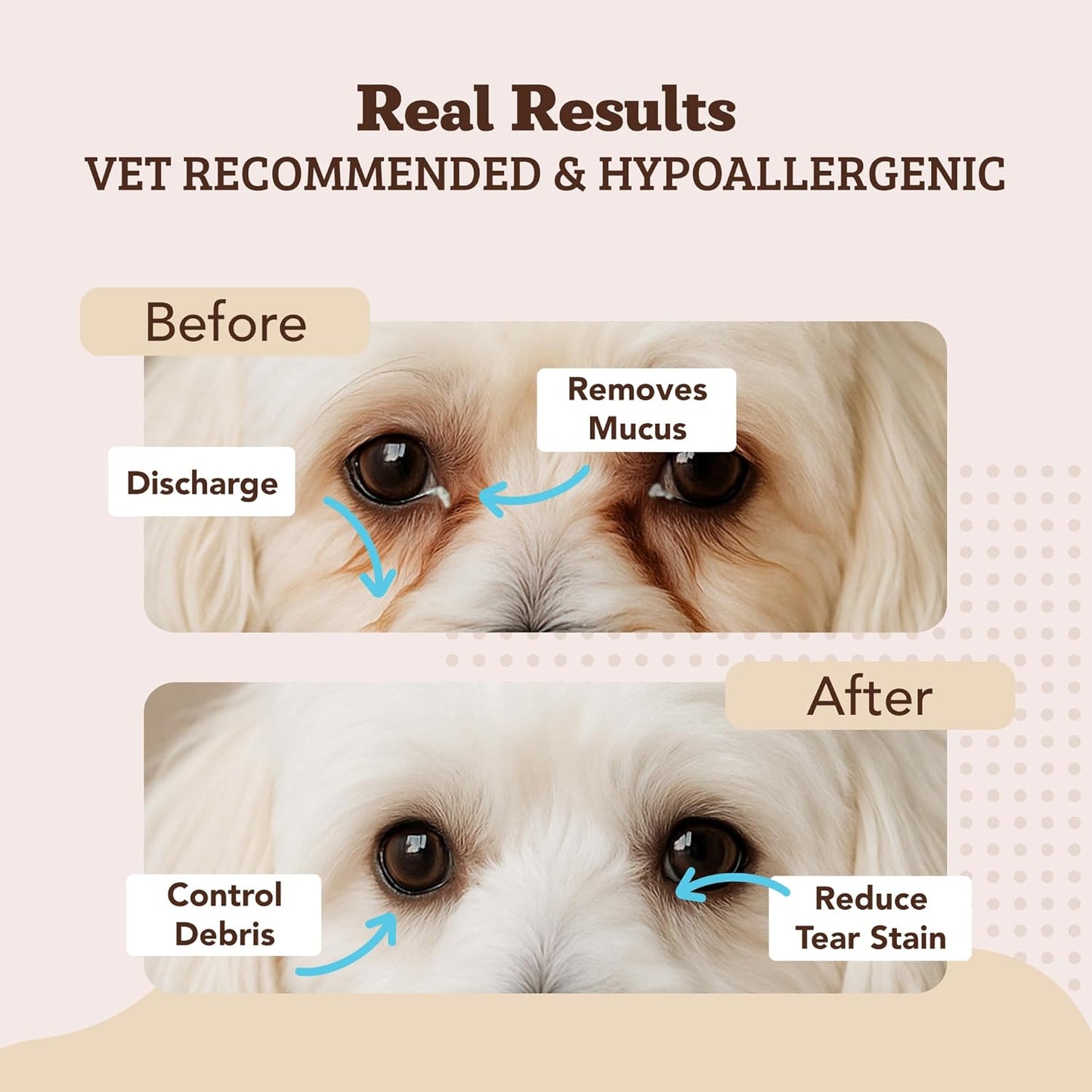 Natural Dog Eye Wipes for Dogs -100 Ct- Soothing Dog Eye Wipes with Natural, Non-Irritating Ingredients Green Tea & Goldenseal, Effective Dog Tear Stain Remover Wipe & Dog Eye Gunk Remover Wipe, Vegan