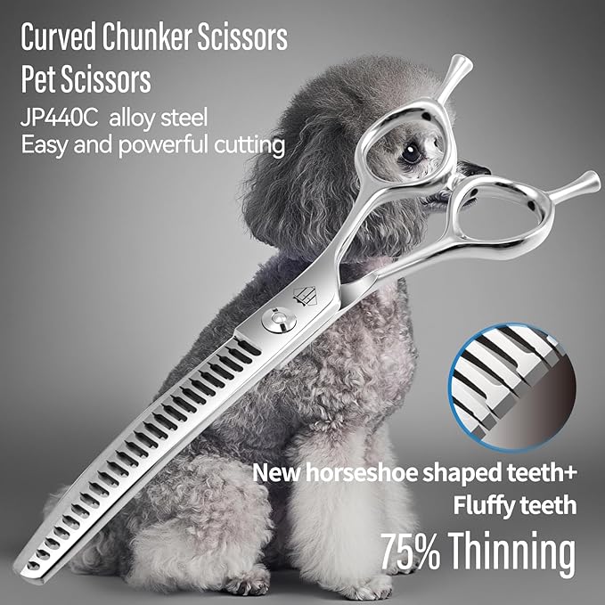 Dog Grooming Scissors: Pet Shears Made Of Japanese 440C Advanced Stainless Steel Professional Grooming Scissors for Dogs Cats and Other Pets (Thinner, 7.0 inch)
