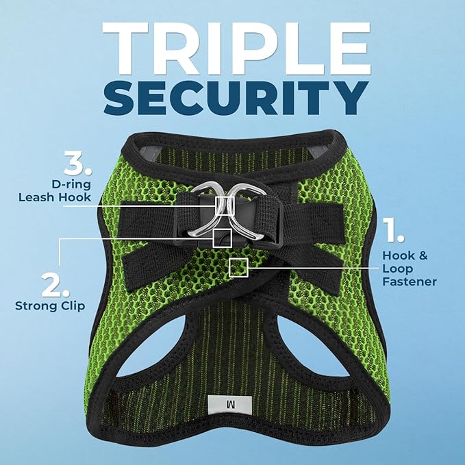 Voyager Step-in Air All Weather Mesh Harness and Reflective Dog 5 ft Leash Combo with Neoprene Handle, for Small, Medium and Large Breed Puppies by Best Pet Supplies - Lime Green (2-Tone), XL