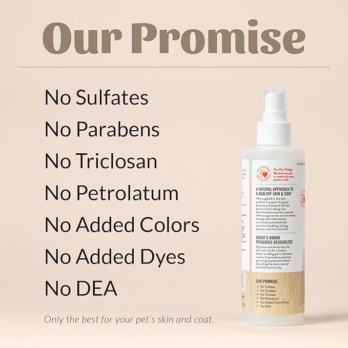 SKOUT'S HONOR Probiotic Pet Deodorizer Spray- Hydrating Daily-Use with Avocado Oil & Omega-3s, Microbiome Friendly Certiified, Paraben & Sulfate-Free, 97% Natural, 8oz, Dog of The Woods