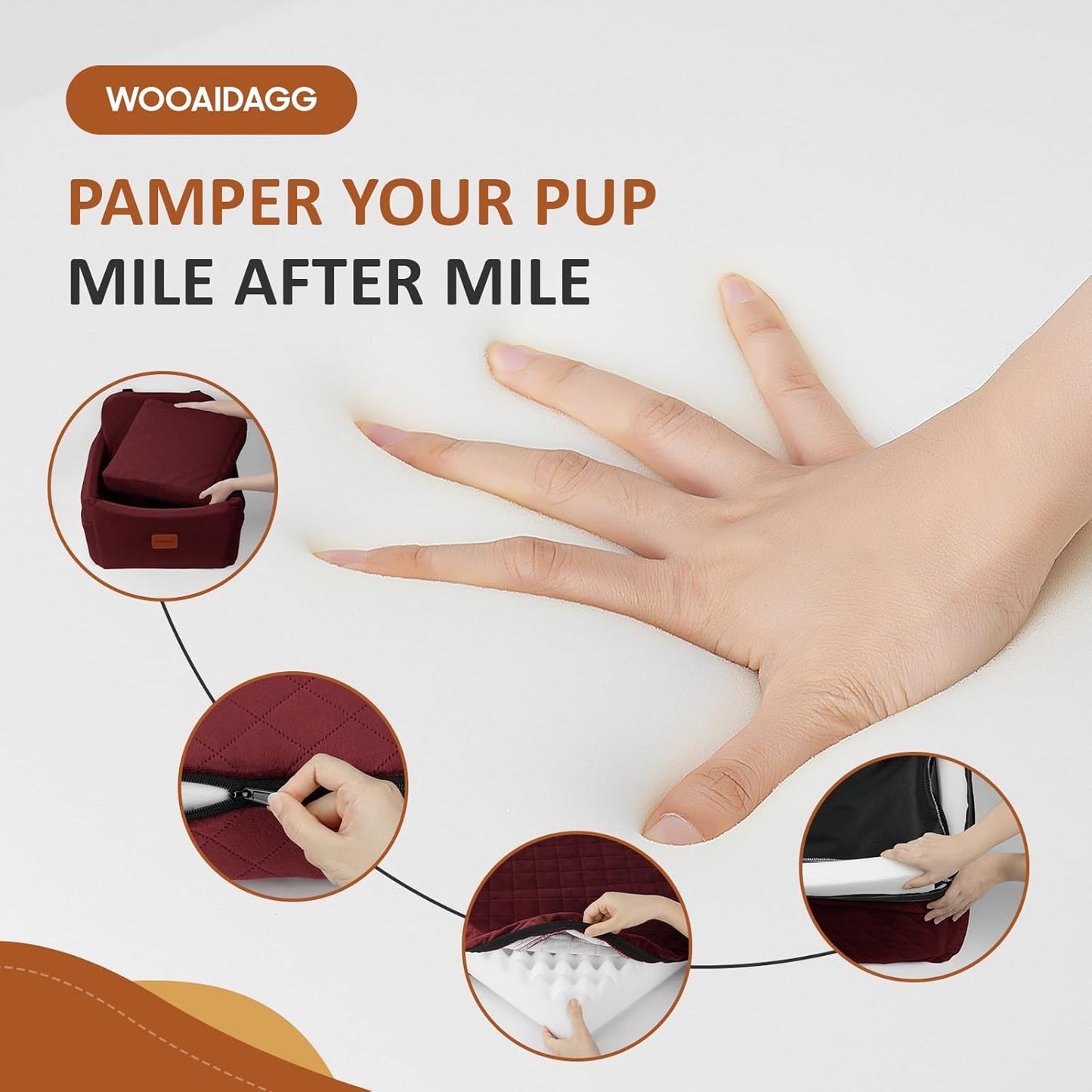 Dog Car Seat for Medium Sized Dogs Up to 40lbs,Comfy Pet Travel Car Bed with Seat Belt Channle,Fully Detachable and Washable,Adjustable Straps,2 Side Pockets,Easy to Install (Red)