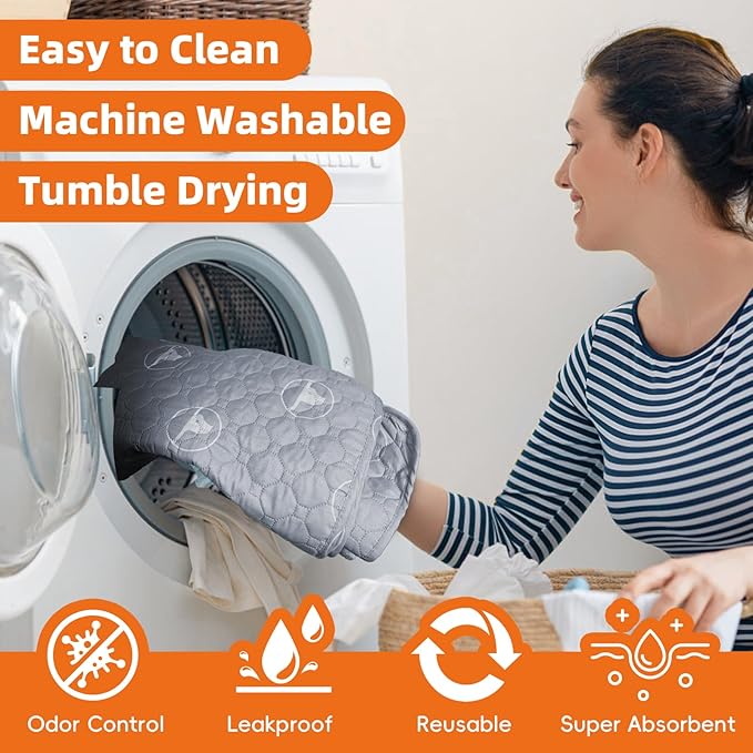 PJYuCien Washable Pee Pads for Dogs 6 Pack, 36" x 36" Reusable Pee Pads for Dogs, Leak-Proof Pet Training Pads, Puppy Pads for Non-Slip, Designed for Dog Pen, Whelping Pad, Potty Training (Grey)