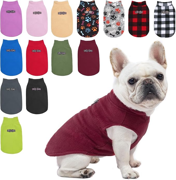 BEAUTYZOO Dog Fleece Vest Sweater Winter Jacket for Small and Medium Dogs with D-Ring Leash Cold Weather Coat Hoodie for XS S M Dogs Boy or Girls