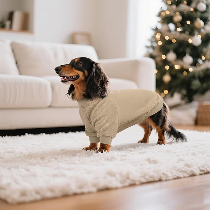 BRKURLEG Dog Sweater, Turtleneck Thick Dogs Sweatshirts Fleece Sweater, Dog Winter Coat for Small Medium Large Dogs, Pet Warm Sweaters with Zipper, Pullover Jacket with Sleeve (Light Coffee, XXL)