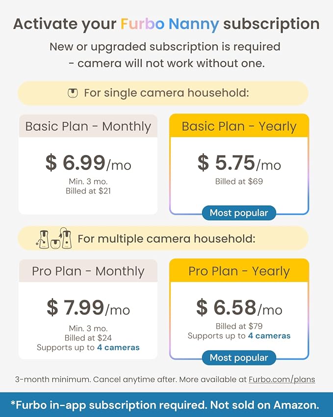 Furbo 360° Dog Camera + Mini (2-Camera Bundle Nanny Pro Subscription): Dog Safety & Home Security Alerts, Pet Camera with Speaker, Phone App & Night Vision (New Subscription Needed at Setup)