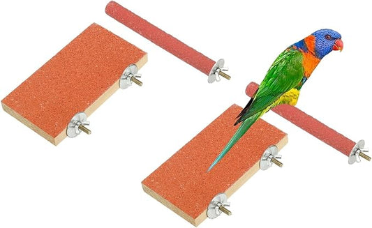 Bird Perch Stand, Wooden Parrot Perch Stand Toy, Paw Grinding Stick, Bird Cage Accessories, 6 x 3.15in (Orange, 2 Pcs) Birds Toys Intended for Cage/Parakeets/Conure/Budgie