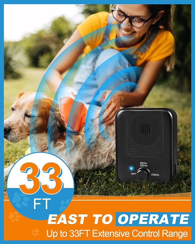 Anti Barking Device for Dogs, Ultrasonic Dog Barking Control Devices Up to 50 Ft Range with 3 Modes, Rechargeable Waterproof Bark Deterrent Box, Dog Barking Silencer for All Dogs Indoor Outdoor