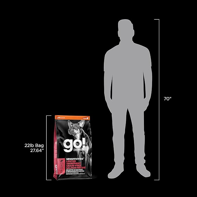 Go! Solutions Sensitivities Limited Ingredients, Grain-Free Dry Dog Food, Salmon Recipe for Sensitive Stomach, 22 lb Bag