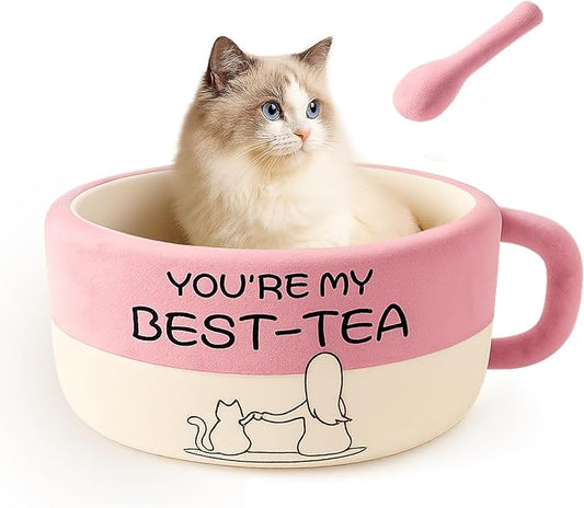 Cute Cat Beds Kitten Beds, Soft Small Dog Beds, Washable Pet Beds for Puppy and Kitty, Funny Coffee Cup Shape, 20 Inch
