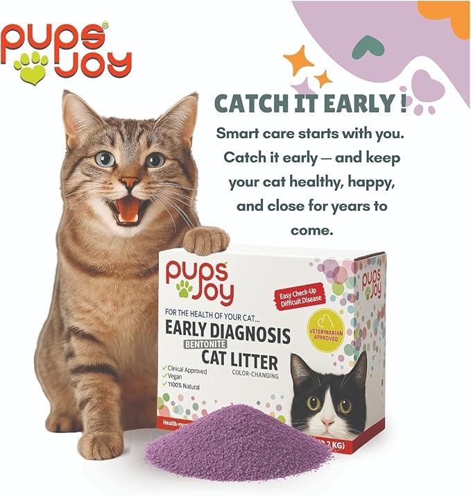 Color Changing Health Monitoring Cat Litter 2.2kg – Unscented Clumping Bentonite Natural Litter – Low Dust, Odor Control, Long-Lasting, Low Tracking Crystal Litter for Cats