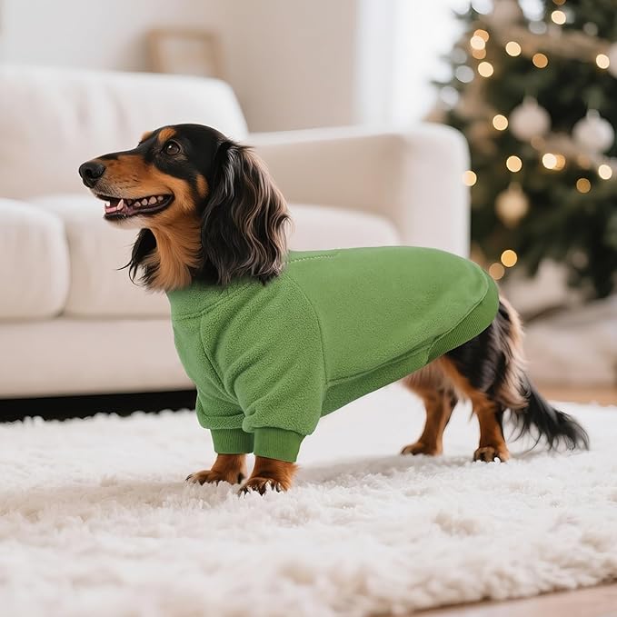 BRKURLEG Dog Sweater Warm Soft Fleece Dogs Sweaters, Turtleneck Sweatshirt for Small Medium Large Dogs, Dog Winter Coat, Christmas Pet Jacket with Zipper Cold Weather Coat (Green, XXXL)
