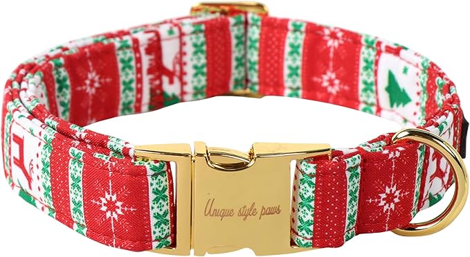 Unique style paws Christmas Dog Collar Metal Buckle Christmas Tree Puppy Collar Gift Durable Cute Collar for Small Medium Large Boys Girls Dogs