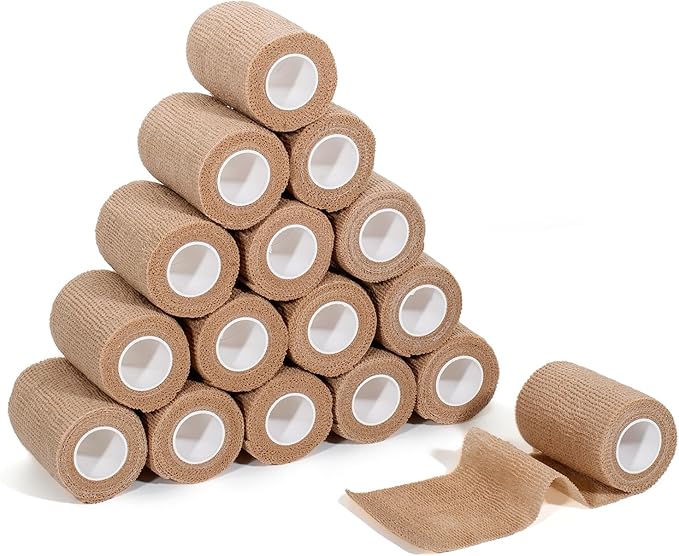 Self Adhesive Bandage Wrap,Bandage Tape,Medical Tape,Vet Tape,Athletic Tape Gauze,for First Aid,Sports, Wrist, Ankle (Skin Color, 3inch*16rolls)