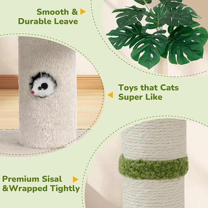 Cat Scratching Post, 35" Tall Cat Scratcher Kitten Scratch Post with Sisal Rope for Indoor Cats Claw Scratcher, Cat Tree with Dangling Ball for Kitties and Cats