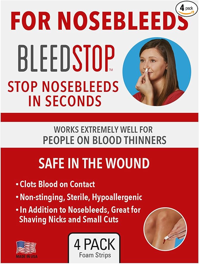 BleedStop™ First Aid Powder Strip for Blood Clotting, Trauma Kit, Blood Thinner Patients, Camping Safety, and Survival Equipment for Moderate to Severe Bleeding Wounds or Nosebleeds - 18g (Pack of 4)
