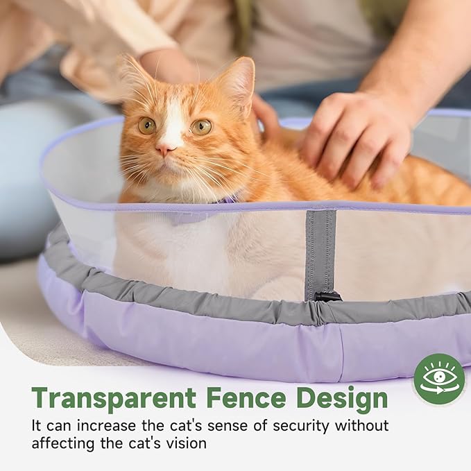 Cat Bed Kitten Bed, Round Donut Pet Bed Gift for Cats, Puppy, Small Dog, Calming Fluffy Cat Couch Sofa with Hard Protective Shieldfor Indoor Outdoor (Purple，18 Inches)