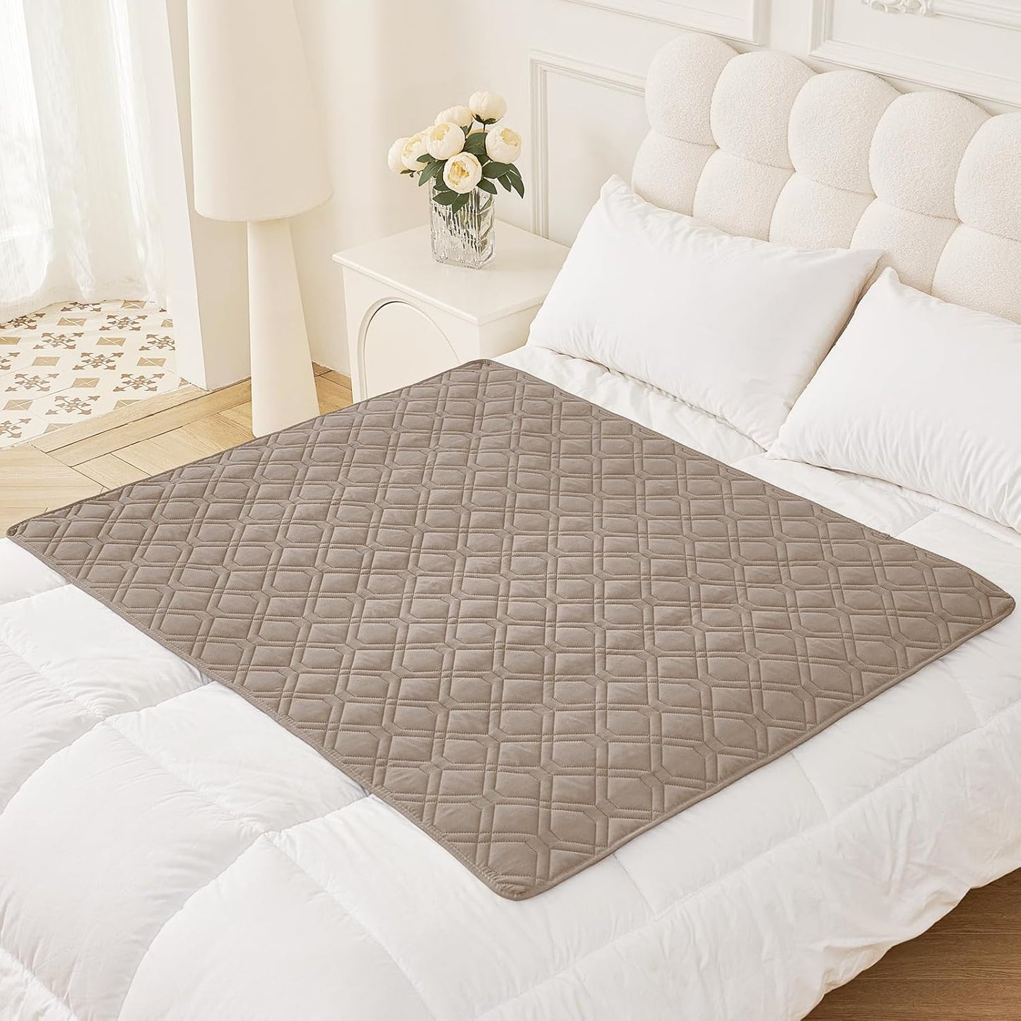 Smiry Waterproof Dog Blanket, 40x50 Inch Soft Pet Bed Cover Reversible, Washable Sofa Couch Furniture Protector for Small Medium Large Dog Puppy Cat, Geometric, Taupe/Beige