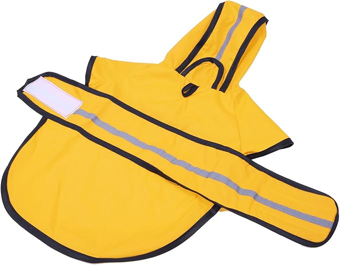 HDE Dog Raincoat Jacket Reflective Adjustable Hooded Pet Poncho Rain Coat with Leash Hole for Small to X-Large Dogs Yellow - L