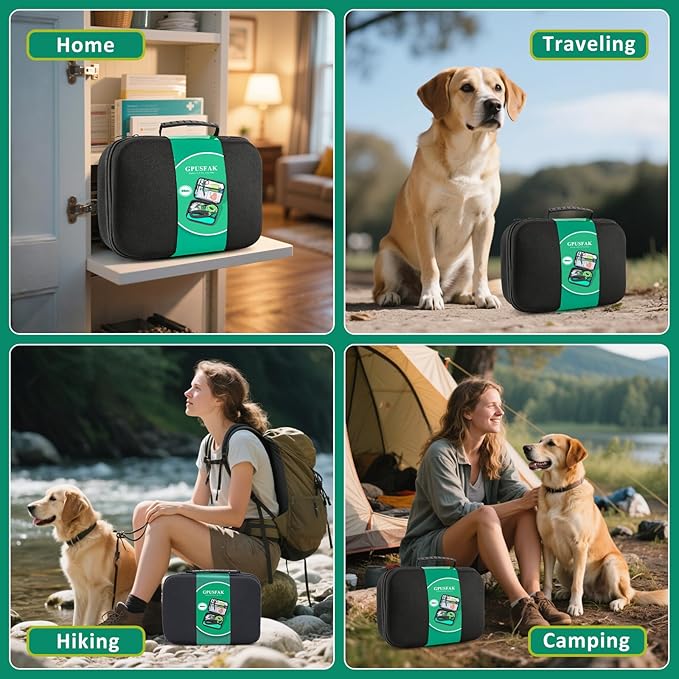 Pet First Aid Kit for Dogs - Pet Emergency Kit for Camping Hiking Traveling Hunting and Sports (Green)