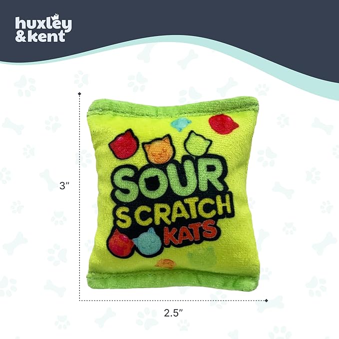 Huxley & Kent Plush Cat Toy - Interactive Catnip Toy for Cats & Kittens - Soft with Crinkle & Catnip - Fun Indoor Play - Sour Scratch Kats